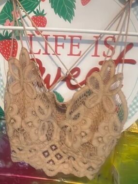 Free People Nude Crochet Lace Bralette